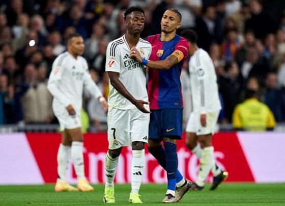 Imagem colorida de Vini Jr durante classico real madrid e barcelona - Metrópoles