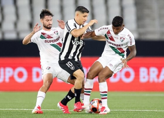 Imagem colorida do jogo entre Botafogo e Fluminense - Metrópoles