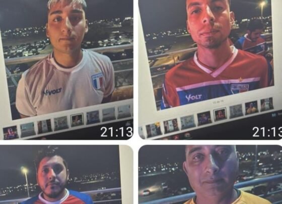 Imagem colorida de torcedores do Colo Colo - Metrópoles