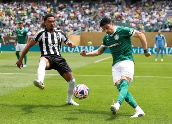 Foto colorida do jogo do Botafogo contra o Palmeiras pelas oitavas de final do Mundial de Clubes - Metrópoles