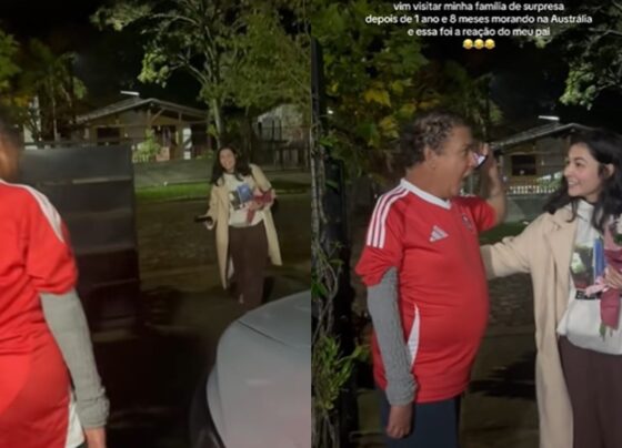 Filha não é reconhecida pelo pai após voltar de viagem e viraliza