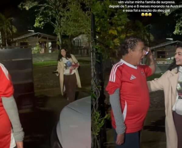 Filha não é reconhecida pelo pai após voltar de viagem e viraliza
