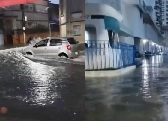 Alagamento em Santos - Metrópoles