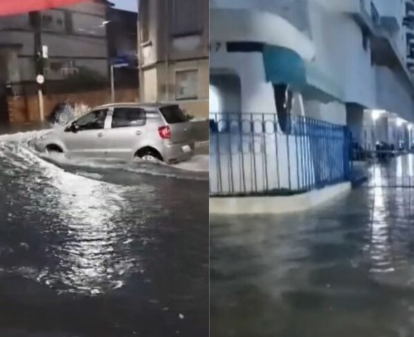 Alagamento em Santos - Metrópoles