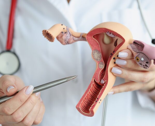 Foto de médica mostrando vulva - ninfoplastia