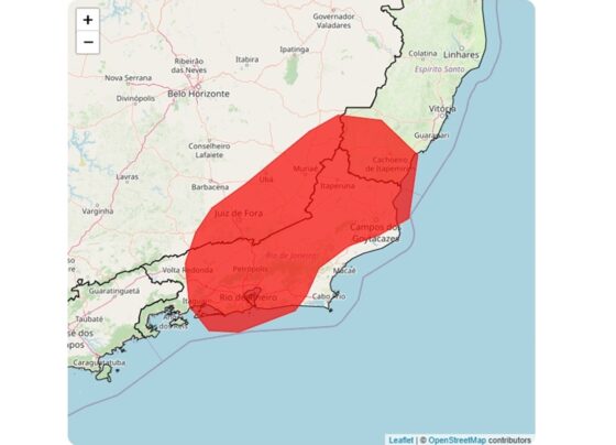 Inmet emite alerta máximo de tempestade para municípios do RJ, MG e ES