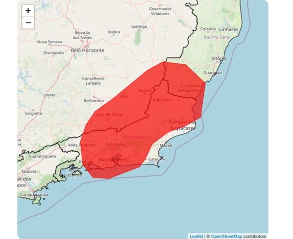 Inmet emite alerta máximo de tempestade para municípios do RJ, MG e ES
