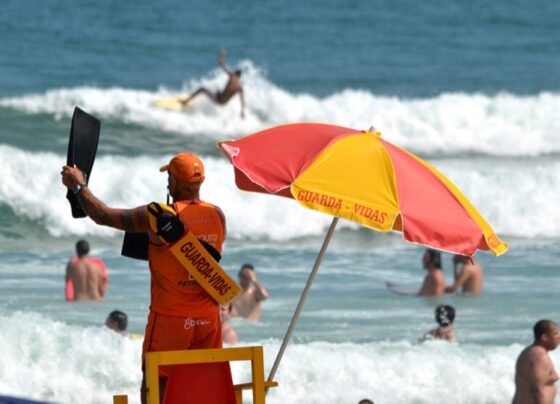 Na imagem, praia com guarda-sol. O litoral de São Paulo teve 351 ocorrências de crianças perdidas durante o ano. Maior número de casos foi registrado em janeiro de 2025 - Metrópoles
