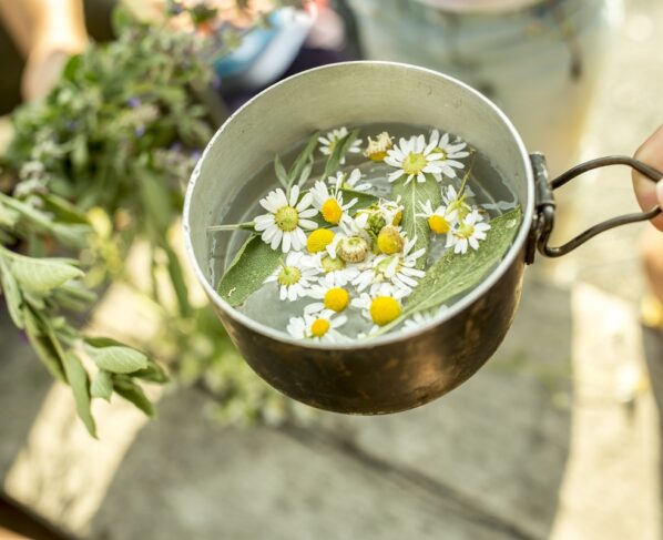 Foto colorida de pessoa segurando chá de camomila - Chá anti-inflamatório ajuda na digestão e alivia sintomas de ansiedade - Metrópoles