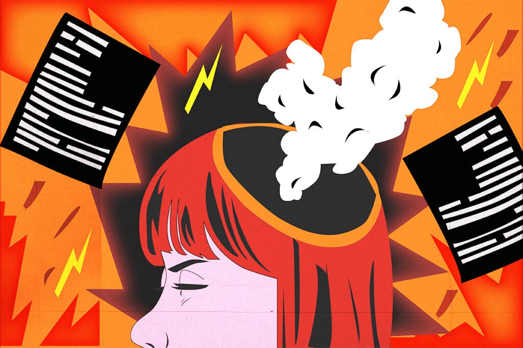 Ilustração sobre estresse na pós-graduação - Metrópoles