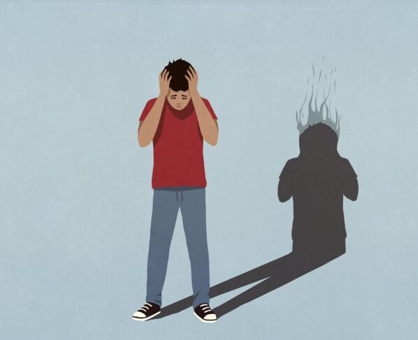 Ilustração colorida mostra menino com transtorno mental - Metrópoles