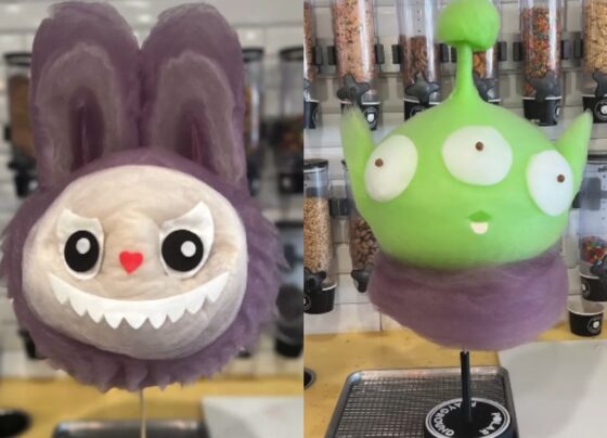 montagem com algodões doces temáticos