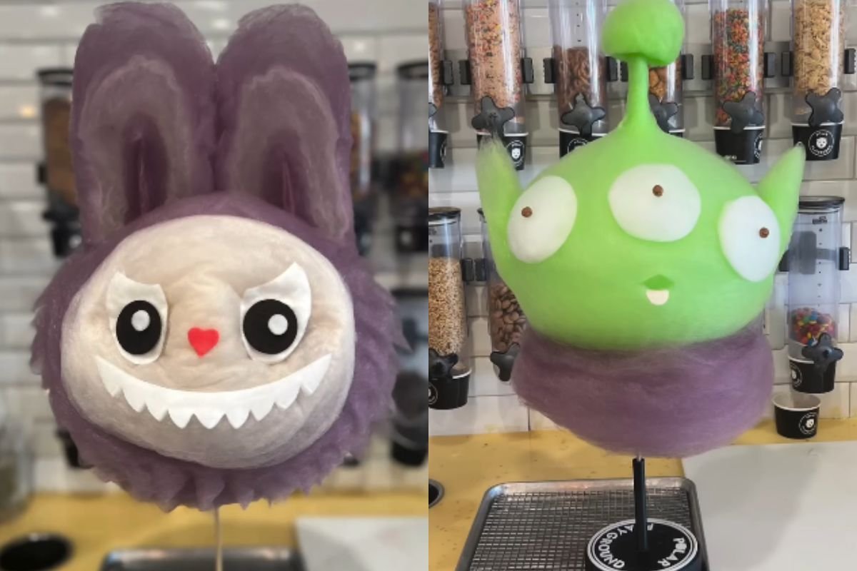 montagem com algodões doces temáticos