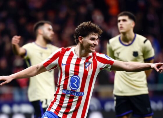 Imagem colorida da partida entre Atlético de Madrid x Barcelona