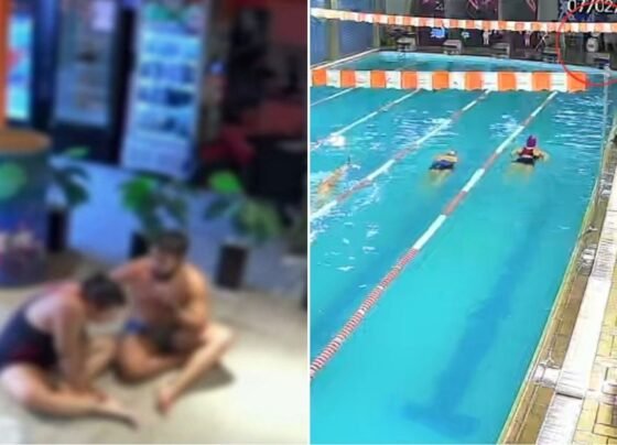 Imagem colorida mostra vítima de intoxicação em piscina. Metrópoles