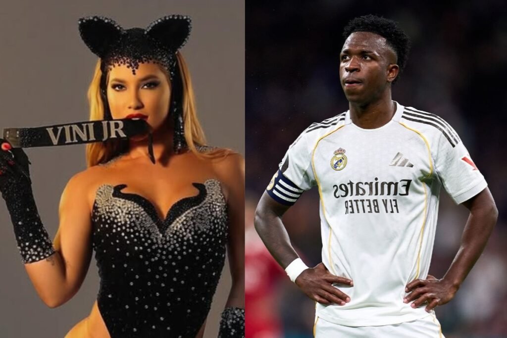 Imagem colorida de Virginia e Vini Jr.