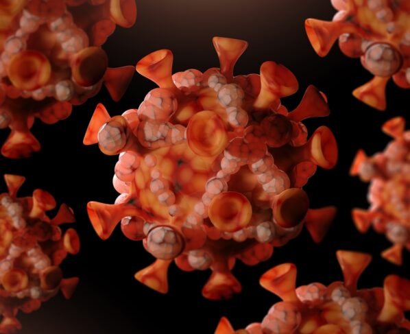 Imagem colorida mostra vírus mpox - Metrópoles