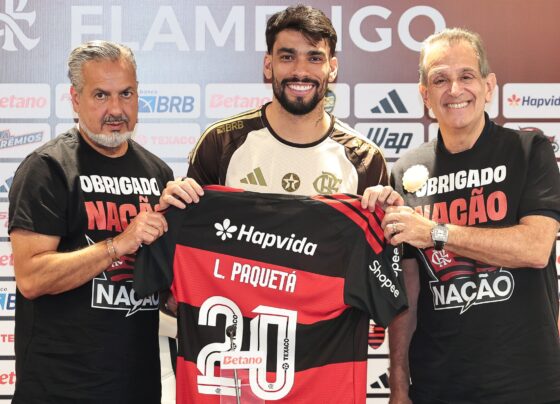 Imagem colorida da apresentação de Lucas Paqueta no Flamengo - Metrópoles