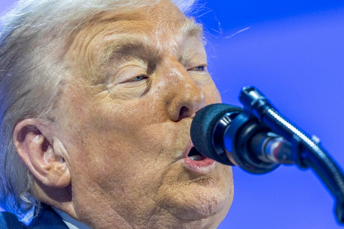 Donald Trump durante discurso no Fórum Econômico Mundial, em Davos, na Suíça