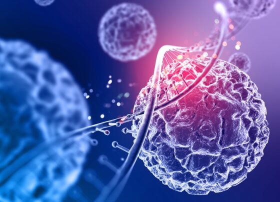Imagem colorida mostra imagem de representação de célula e DNA - Metrópoles