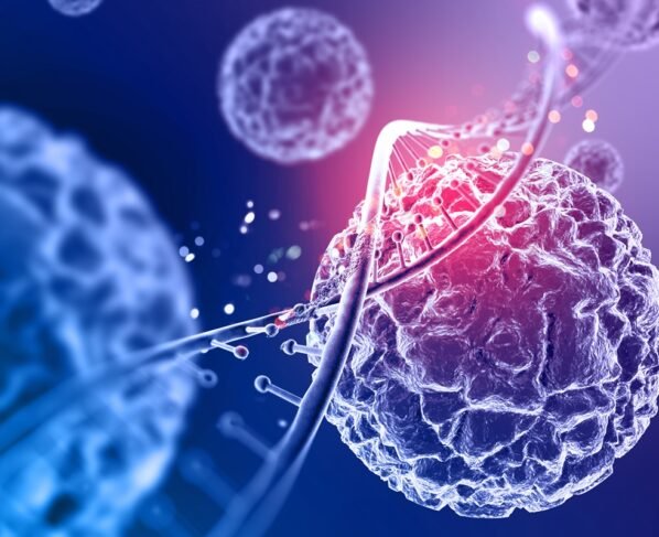 Imagem colorida mostra imagem de representação de célula e DNA - Metrópoles